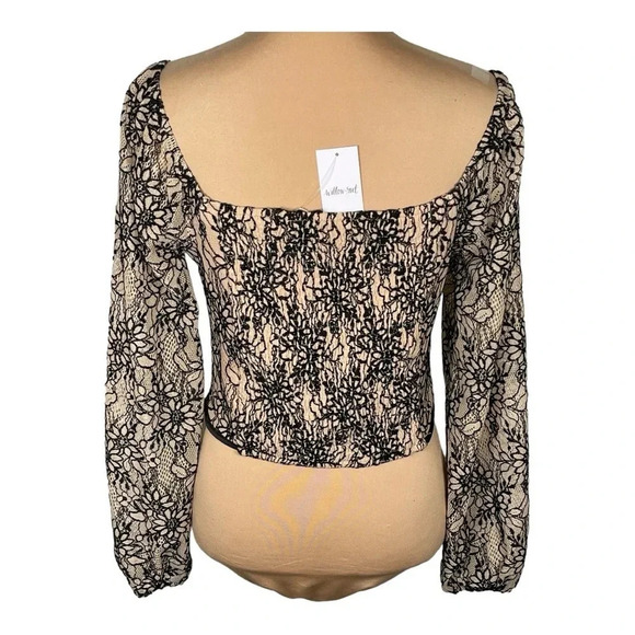 Willow Root‎ Cropped Lace Top Tan Size S New - Picture 7 of 11